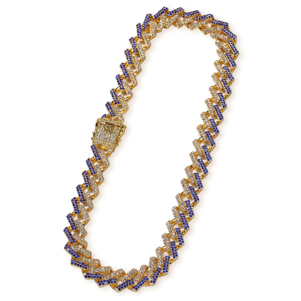 

Wholesale New Design Bling 18K Plated Hiphop gold ALLOY moissanite cuban link chain