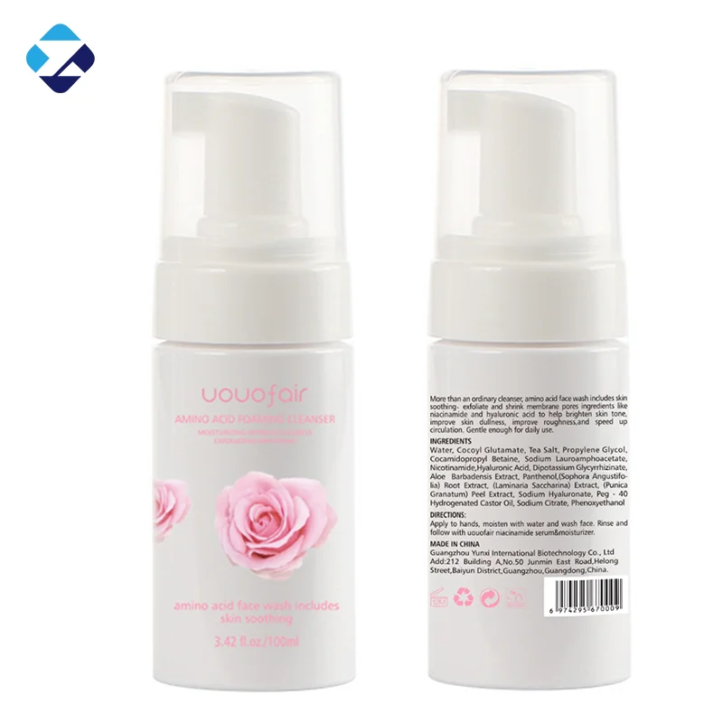 

Private Label Rose Whitening Vitamin C Facial Cleanser Gentle Foam mens face wash boby lotion Rose Aloe Vera Facial Cleanser