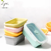 

Hot Sell Kids School Collapsible Food Meal Prep Lunchbox Containers Foldable Bento Silicone Microwavable Food Storage Lunch box