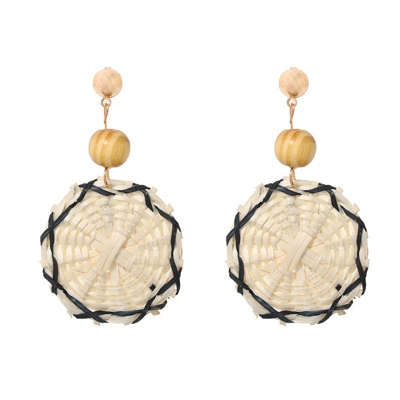 

Bamboo and rattan hand-woven creative earrings fashion temperament women's earrings