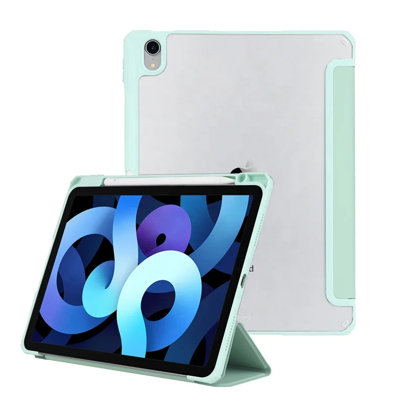 

Shockproof PU leather tablet PC transparent back case for iPad 10.9 Air 4