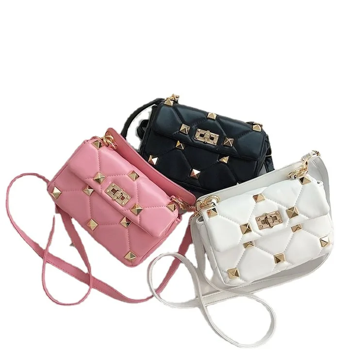 

Luxury Rivets Shoulder Handbags Fashion Girls Small Square Bag Crossbody Hand Bag For Women Purses, Customized color