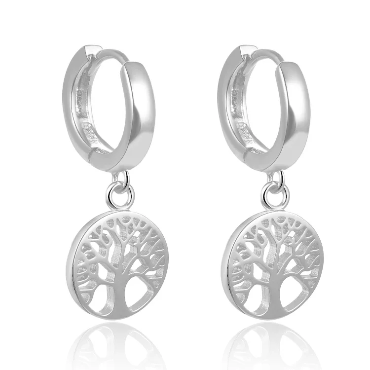 

POLIVA 925 Life Tree Rhodium Plating Earrings Hoop For Women Nickle Free Earrings Earring