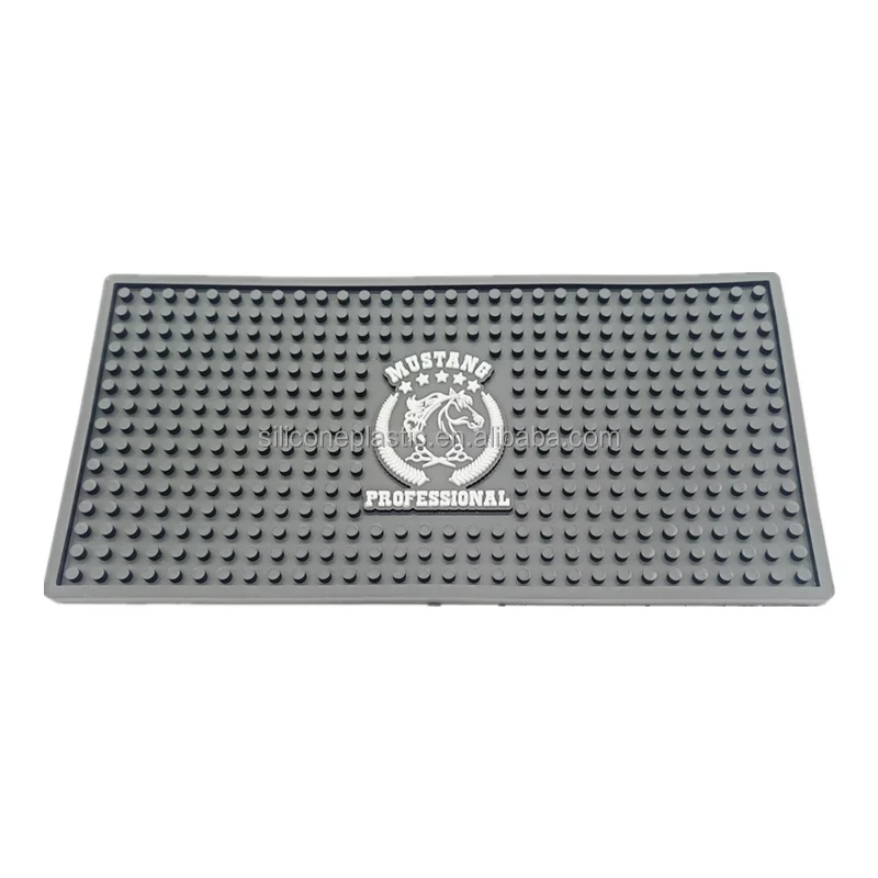 

China barware manufacturer silicone bar spill mat logo rubber bar beer drip mat, Customized color