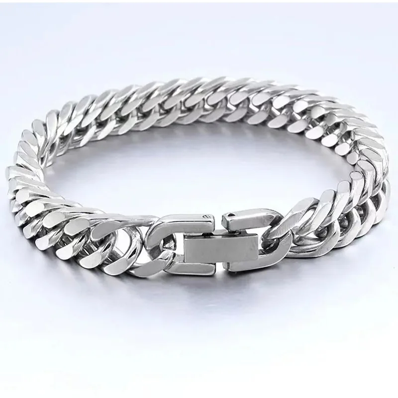 

Wholesale Fashion Hiphop stainless steel body chains bracelet Big Heavy Men's chunky Miami cuban link Chain bracelet for men