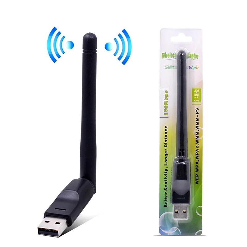 

Ralink RT5370 Main Chip USB Wifi Adapter Dongle Antenna WiFi Network Card 2.4GHz RT 5370 Wifi Receiver For TV Computer, Black