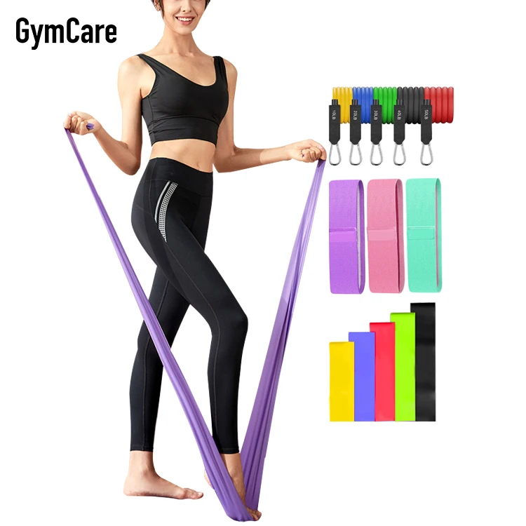 

Custom gym bandas de resistencia fitness private label resistance exercise bands set, Green/pink/purple or customized color