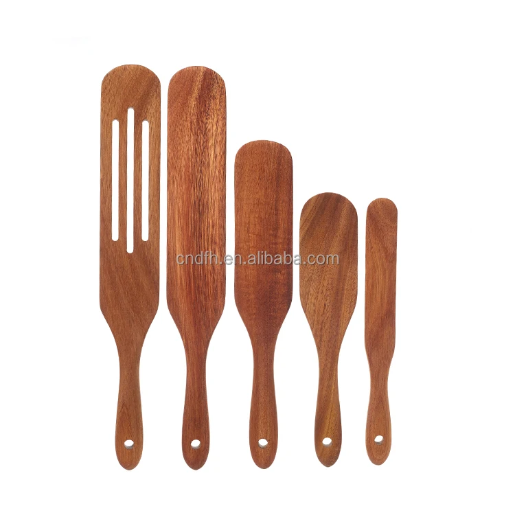 

Eco-friendly Kitchen Bamboo Non-stick Utensil Acacia Wood Spatula 4 Piece Cooking Salad Stirring Tools Spurtle Cookware Set