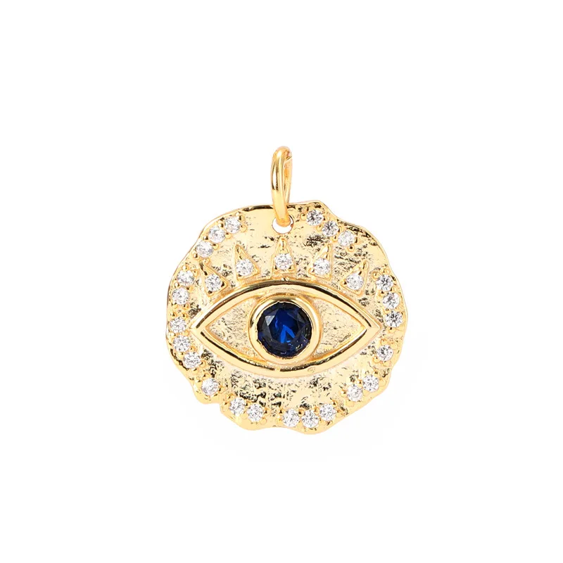 

Daidan Pendant 925 Sterling Silver Blue Evil Eye Zircon Coin 18K Gold Plated Pendant