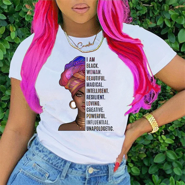 

2021 New Design Fashion Xs Clothing Plus Size 100% Cotton Spring Summer Casual Ladies Printed Short Sleeve T Shirts Women Tops, Picture color