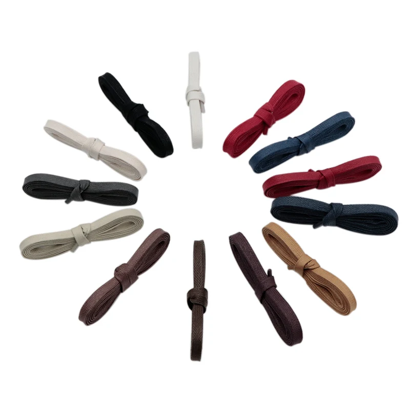 

Weiou Manufacturer Classical Colored Cotton Fabric Waxed Shoe Laces High Quality Flat Shoe Laces Support Custom Length and Size, Brown,blue,white