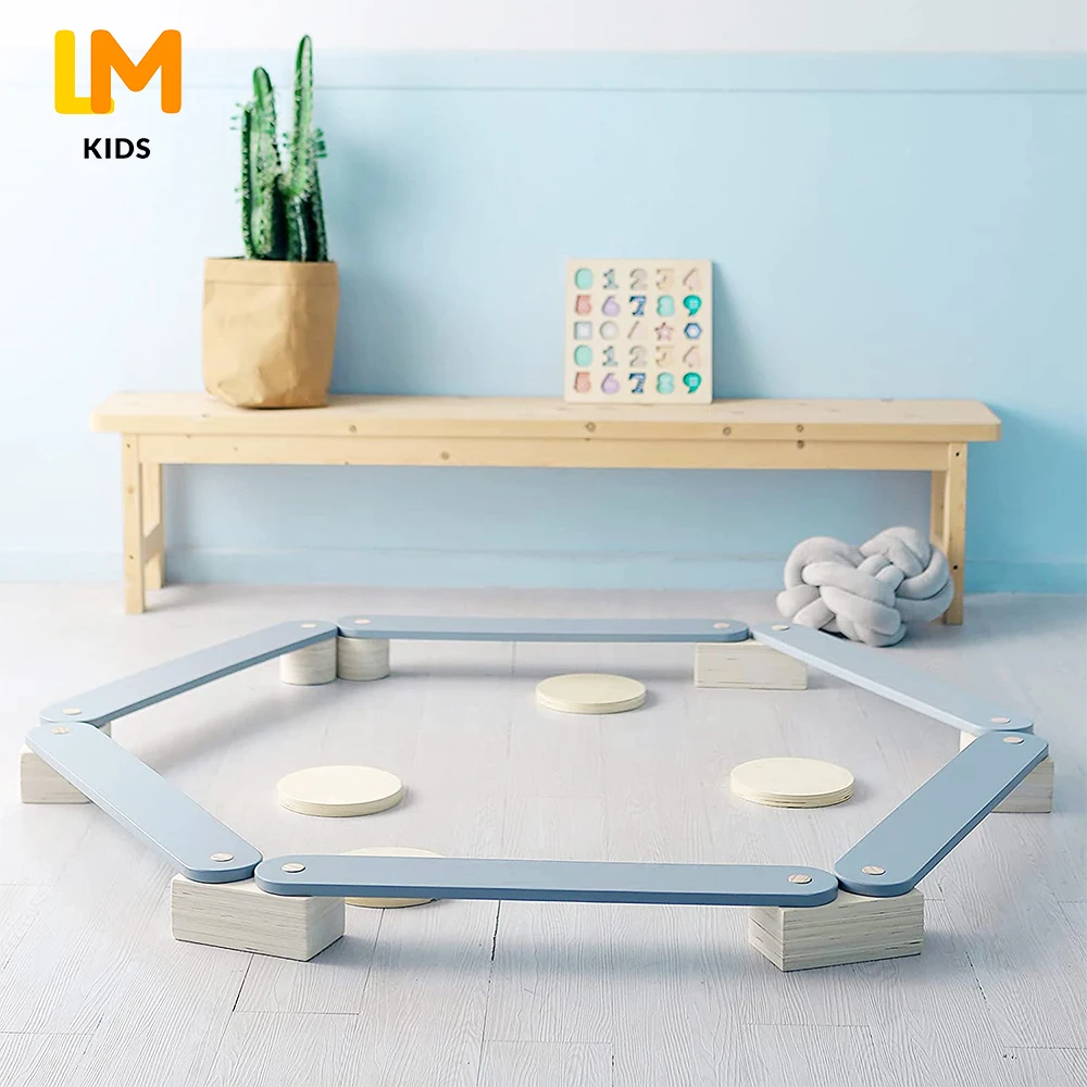 

LM KIDS balance board wooden kids montessori exercise toy children foot bridge baby foot balance beam, Natural