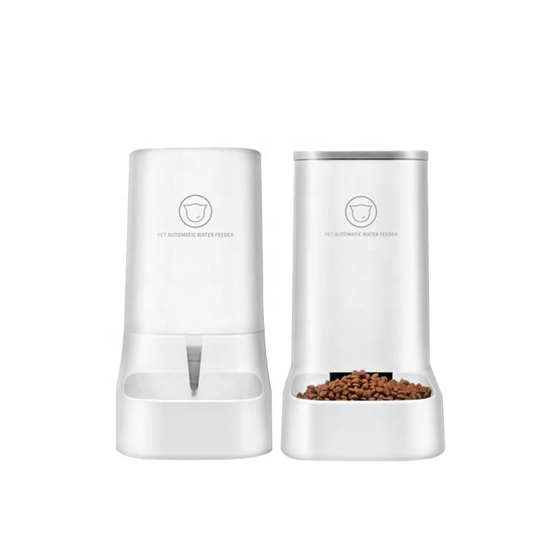

2021 Amazon Hot Sale Auto Dog Cat Food Water Dispenser Automatic Pet Feeder, White