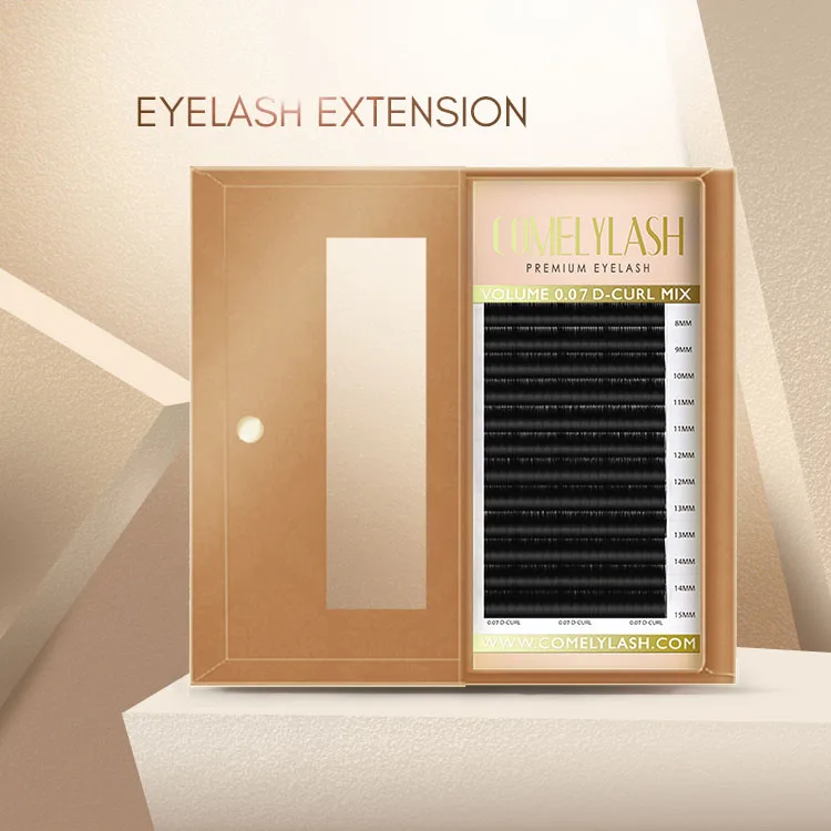 

Comelylash mink individual classic volume fans faux mink eyelash extension professional private label customize packaging, Black