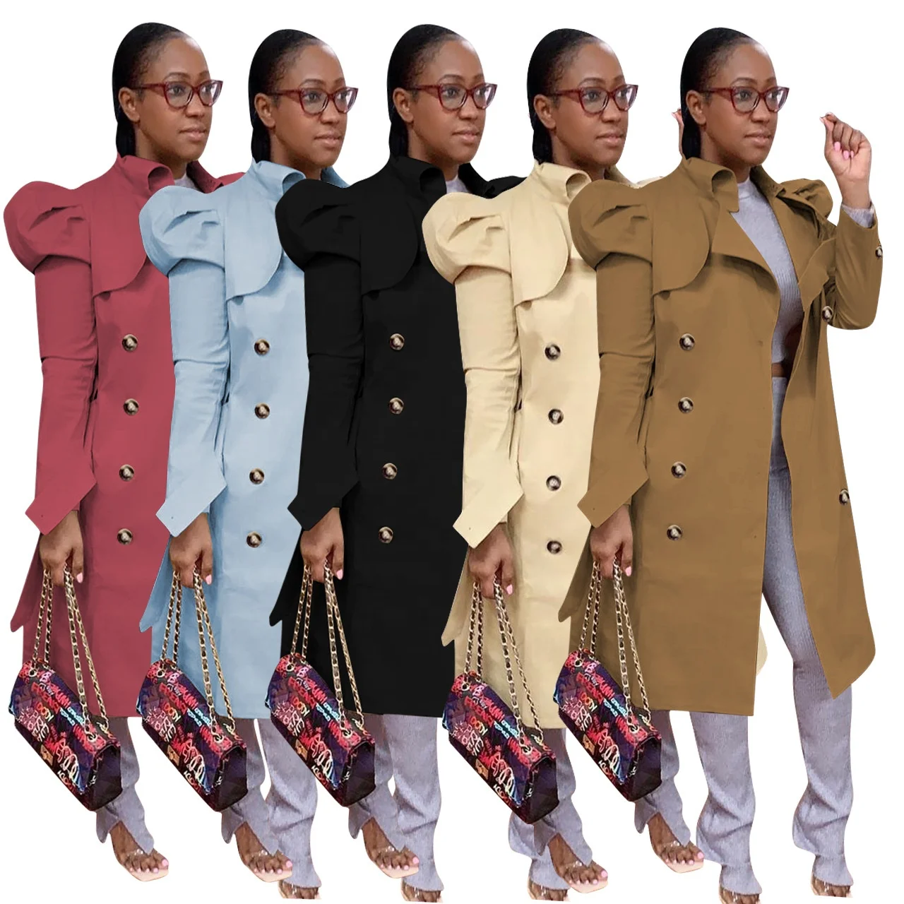 

Fashion Casual Long Trench Coat Women's Clothing Woman Jacket Wholesale MT82-8334 2020 Autumn and Winter Turn-down Collar Thick