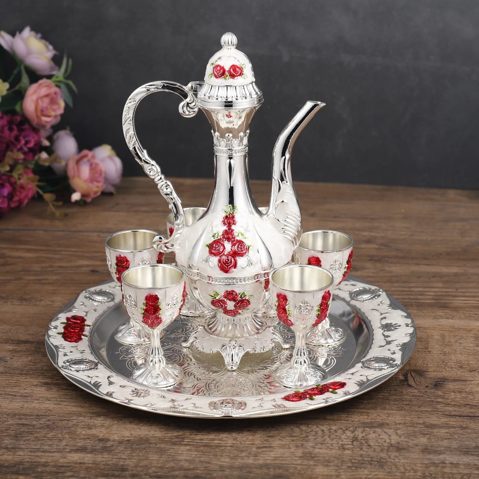 

Qian Hu Ramadan Turkish Coffee Tea Pot Muslim Luxury Gift Tea Set, Multi color