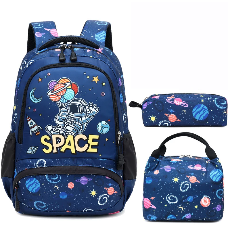 

School Backpacks Boys Space Astronaut Backpack with Lunch Bag and Pencil Case Kid Backpacks for Boys 3 in 1 School Bag for Eleme, Customized color