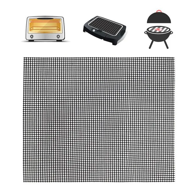 

without edge PTFE grill mesh mat non-stick bbq grill mesh mat Heat Resistant BBQ for cooking fish bacon pizza mat steak, Black,brown