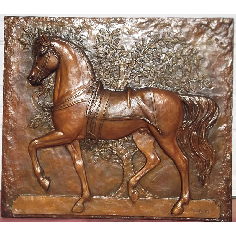 青铜马壁浮雕雕塑