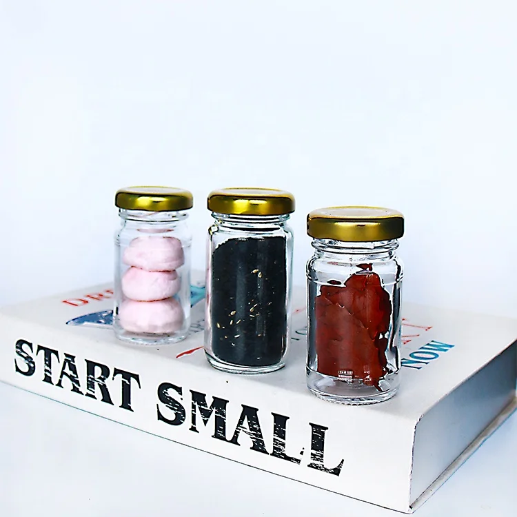 

60ml 100ml China wholesale small glass cylinder herb and spice jar with lid, Clear