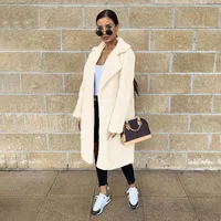 

Women Long Trench Coat Winter Lapel Cardigan Overcoat