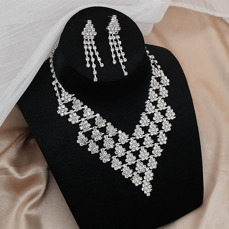 

TZ002-46 Bridal Necklaces Earrings Wedding Jewelry Sets Rhinestone Sets Banquet Dresses Wedding Accessories