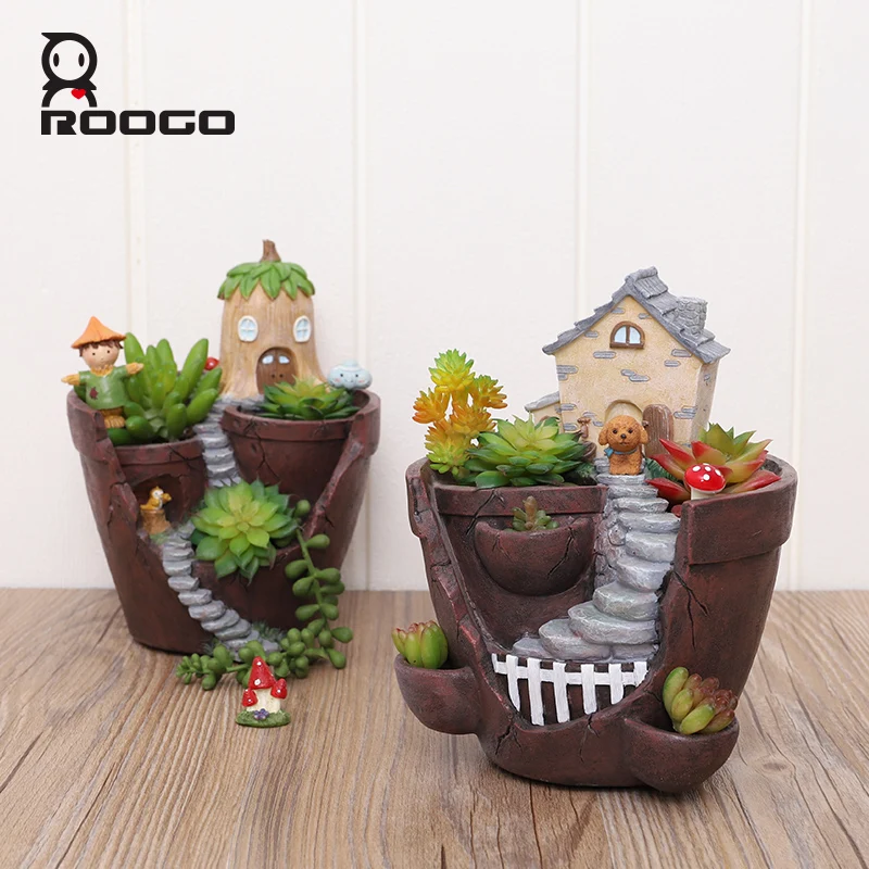 

Roogo home fresh natural farmhouse flower pot wholesale succulent Plant Pots, As picture shown