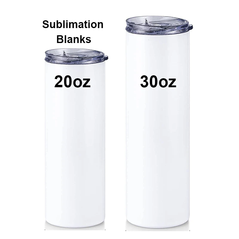 

20oz 20 oz 30oz 30 oz Double Wall Stainless Steel Thermal Insulated Travel Mug Drink Cup Sublimation Blank Tall Skinny Tumbler, White tumbler for sublimation