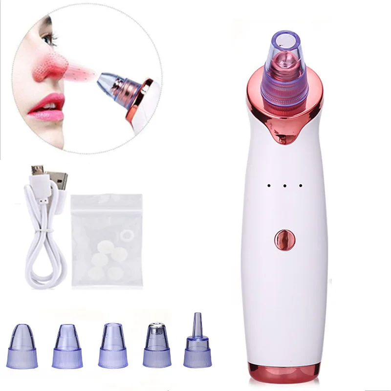 

5 Head Pore Cleanser Vacuum Electric Suction Facial Comedo Acne Remover Extractor Tool Kit Remover Vacuum Blackhead, White