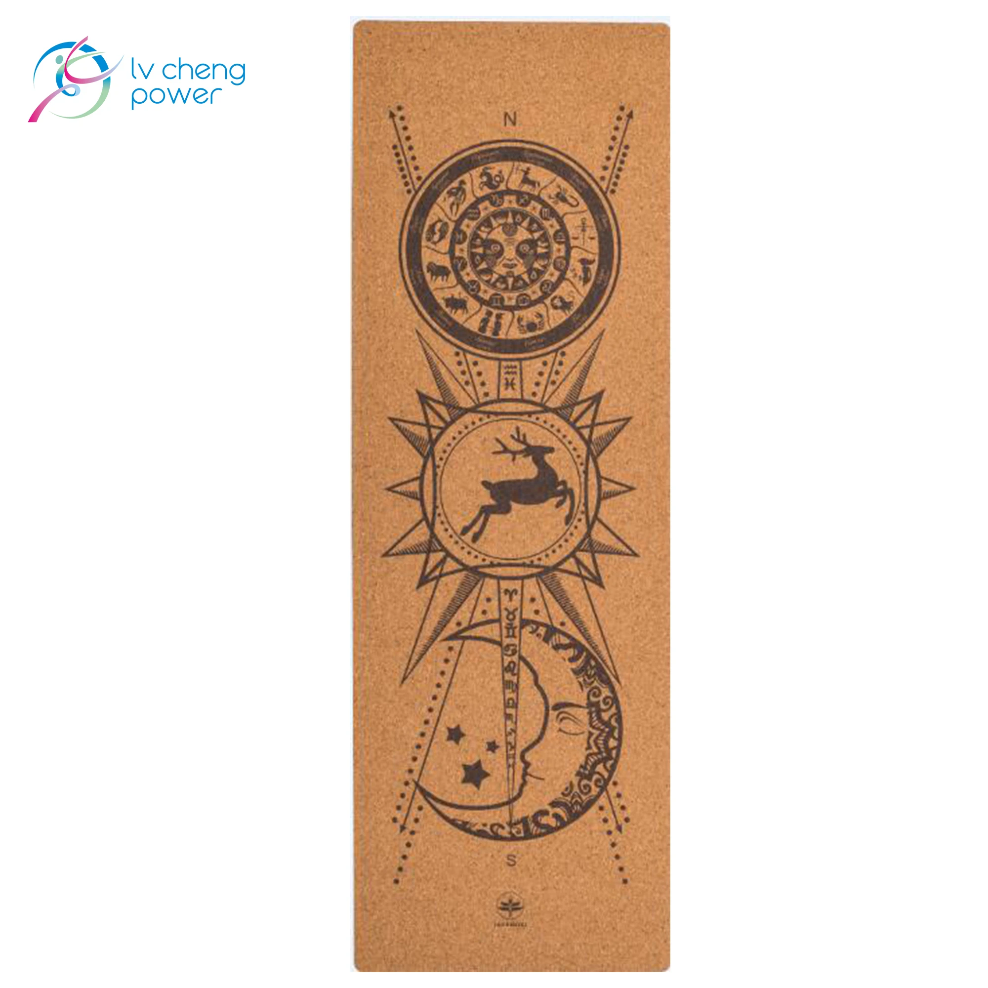 

manufacturer Custom private label Print Wholesale 186*66*0.3cm eco friendly cork and natural rubber Pilates yoga mat, Cork color