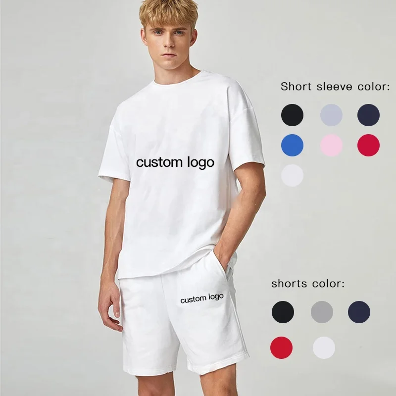 

2 Two Piece Short Jogger Pants Set Men Outfits 2022 Summer Custom Logo Men 2 Two Piece Short Set T Shirt And Short Set Men