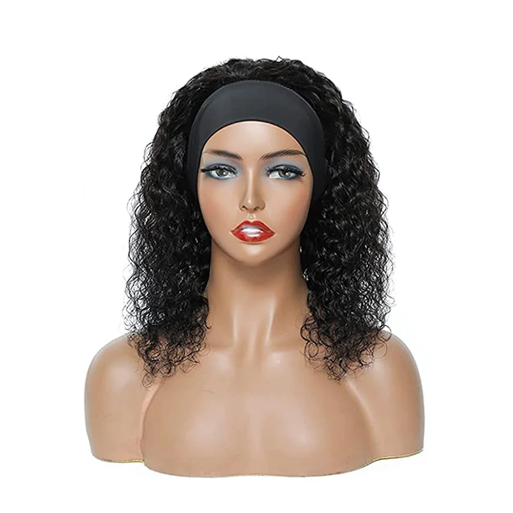 

Hot Sell Raw Indian Virgin Remy Human Cuticle Aligned Water Wave Hair None Lace Wigs For Black Women Glueless Headband Wig