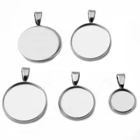 

Stainless Steel Metal Pendant Blank Settings Base Bezel Trays Fit 6/8/10/12/14/16/18/20/20/25 mm Cabochon Glass Jewelry Making