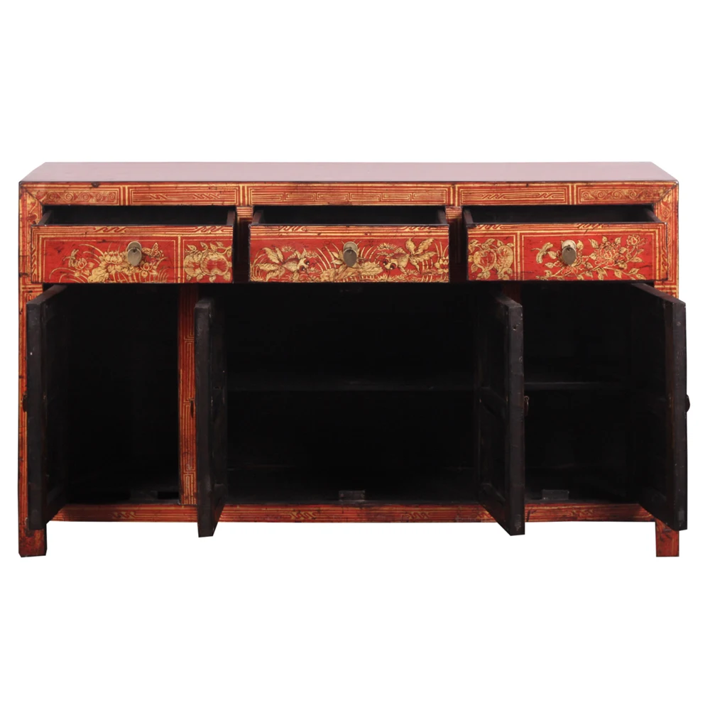 
chinese antique furniture wedding wardrobe East Art storage cabinet unique solid wooden painted furniture display cabinet 