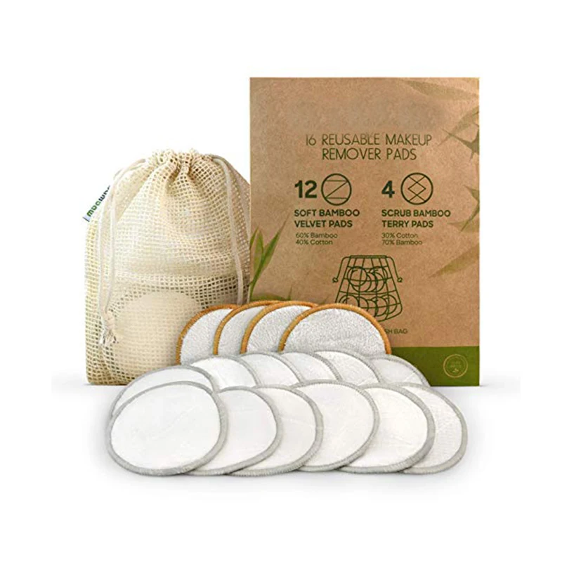 

China Factory Eco Friendly Reusable Bamboo Cotton Makeup Remover Pads And Rounds, White.black.or customized