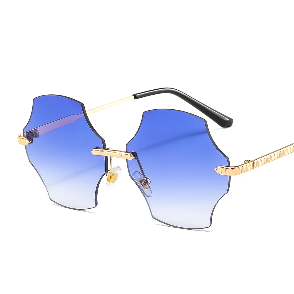 

2021 Frameless Irregular Eight-Sided Color Sunglasses Metal Fashion Retro Personality Sunglasses Men And Women Universal