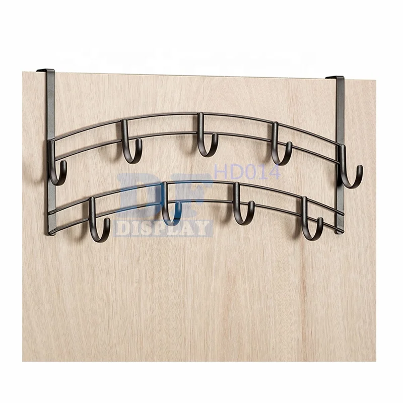 

HD014 Over Door 9 Hook Rack Shirt, Belt, Hat, Coat, Towel Organizer, Black