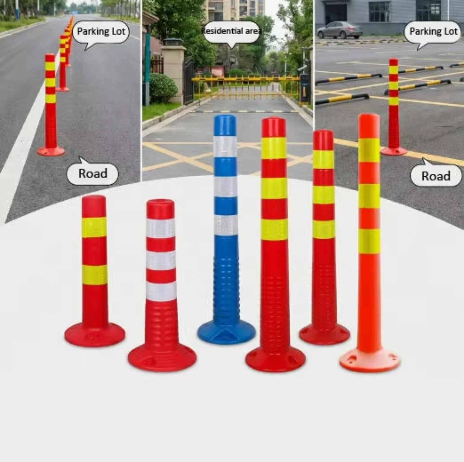 Traffic Safety Spring Warning Bollard 750mm High Reflective Flexible Parking Guide Post