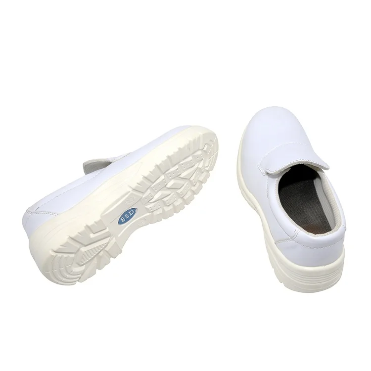 

Wholesale industrial Cleanroom White Leather lightweight Steel toe work men woman safety shoes