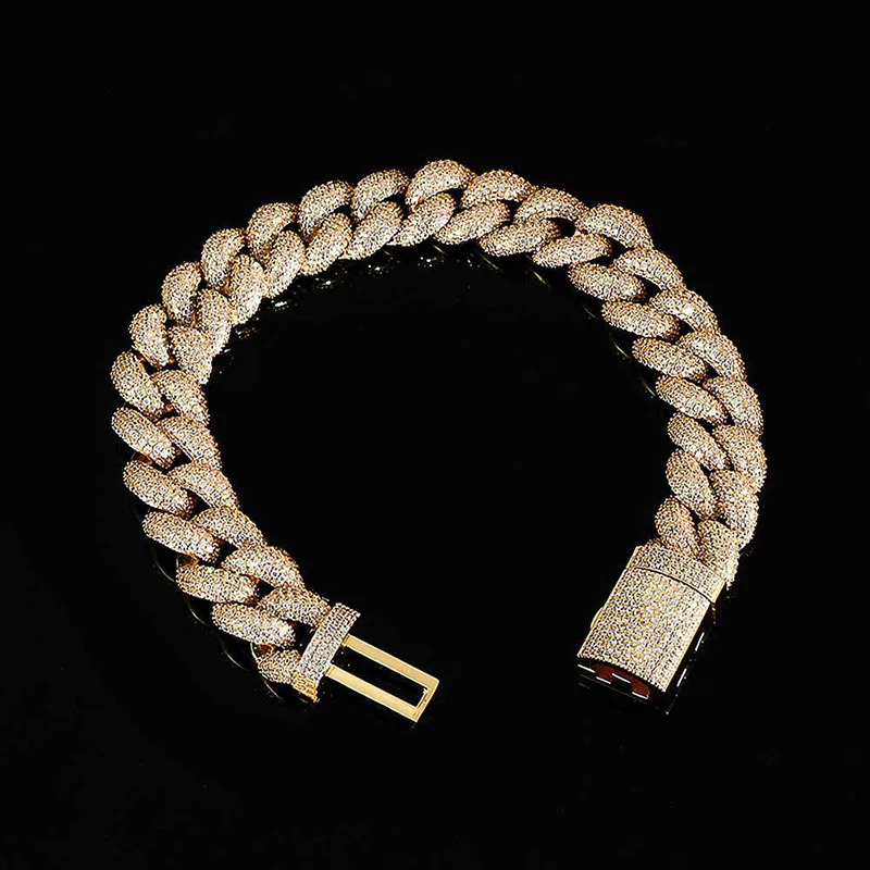 

Blues RTS New arrival 18mm copper micro pave five row zircon cuban link chain bracelet