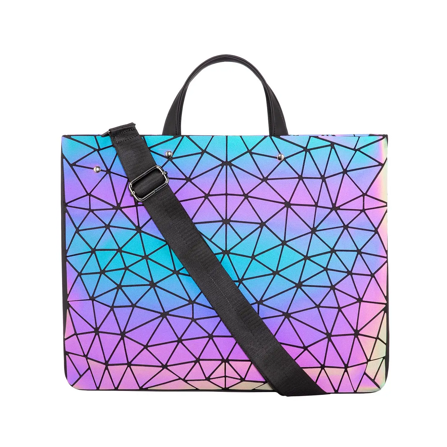 

Lovevook 2021 women Geometric luminous hand bags ladies casual totes bag women laptop tote purse handbags, Black