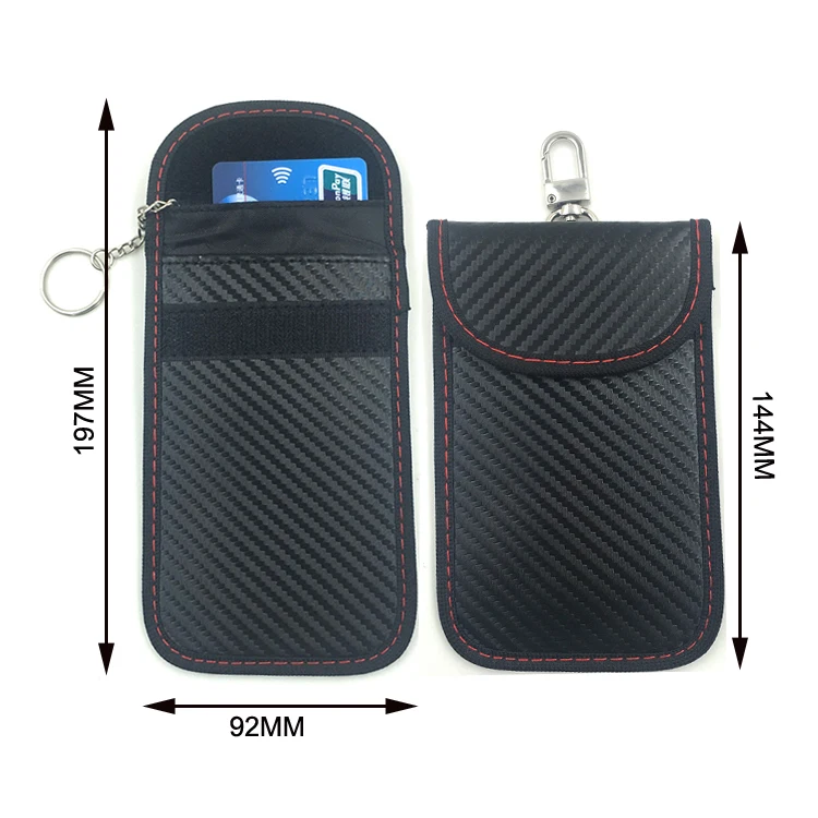 

Car Guard Black 2 Pack Quality Carbon Fiber Car Key RFID Signal Blocking Pouch Faraday Bag Signal RFID Blocker