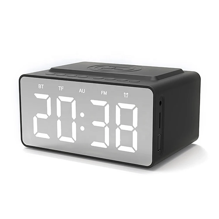 

Mirror double Alarm clock Wireless Charging Radio 5W BT speaker