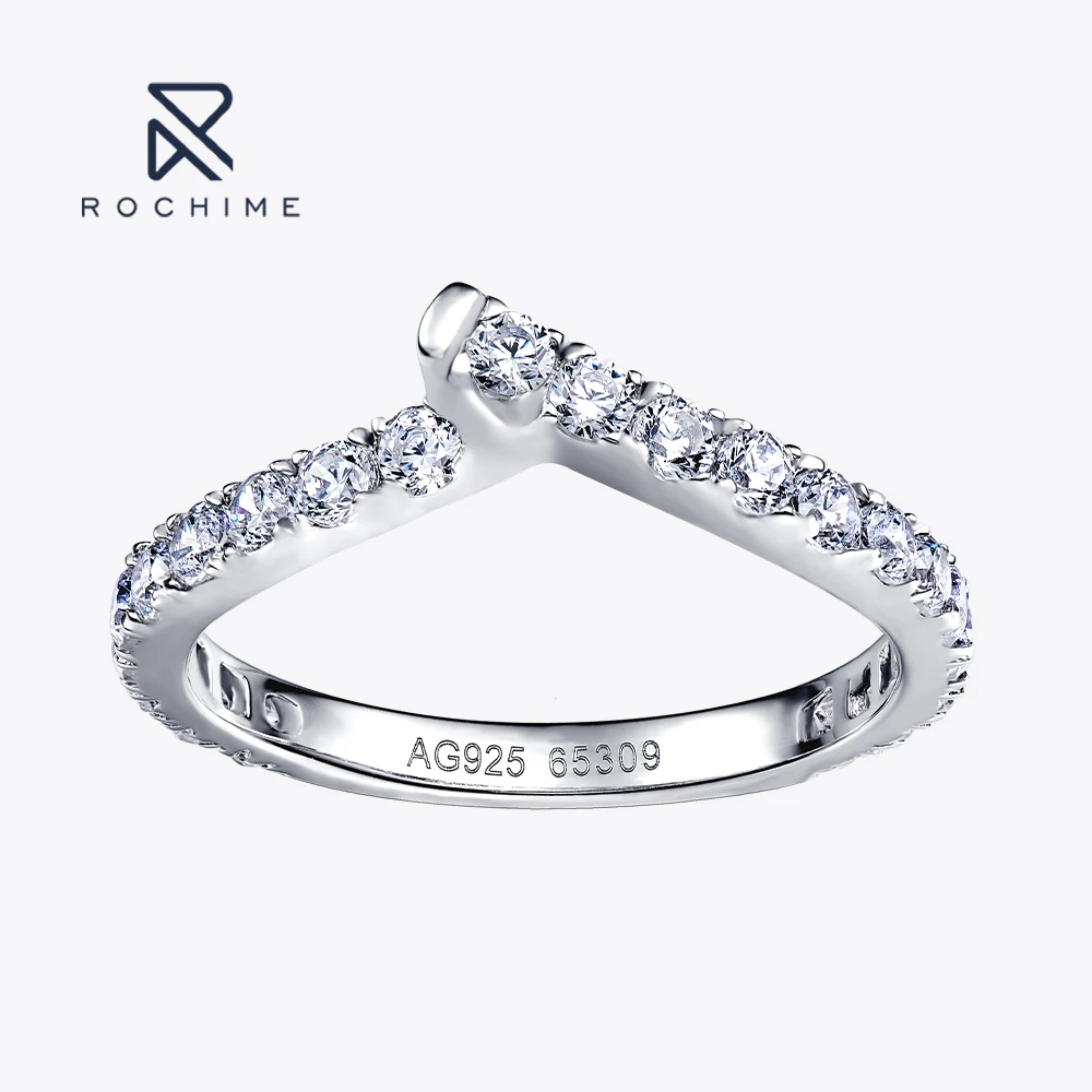 Rochime Ribbon Wedding Band S925 Silver Rhodium Plated Rings Ins Style Jewelry for Women
