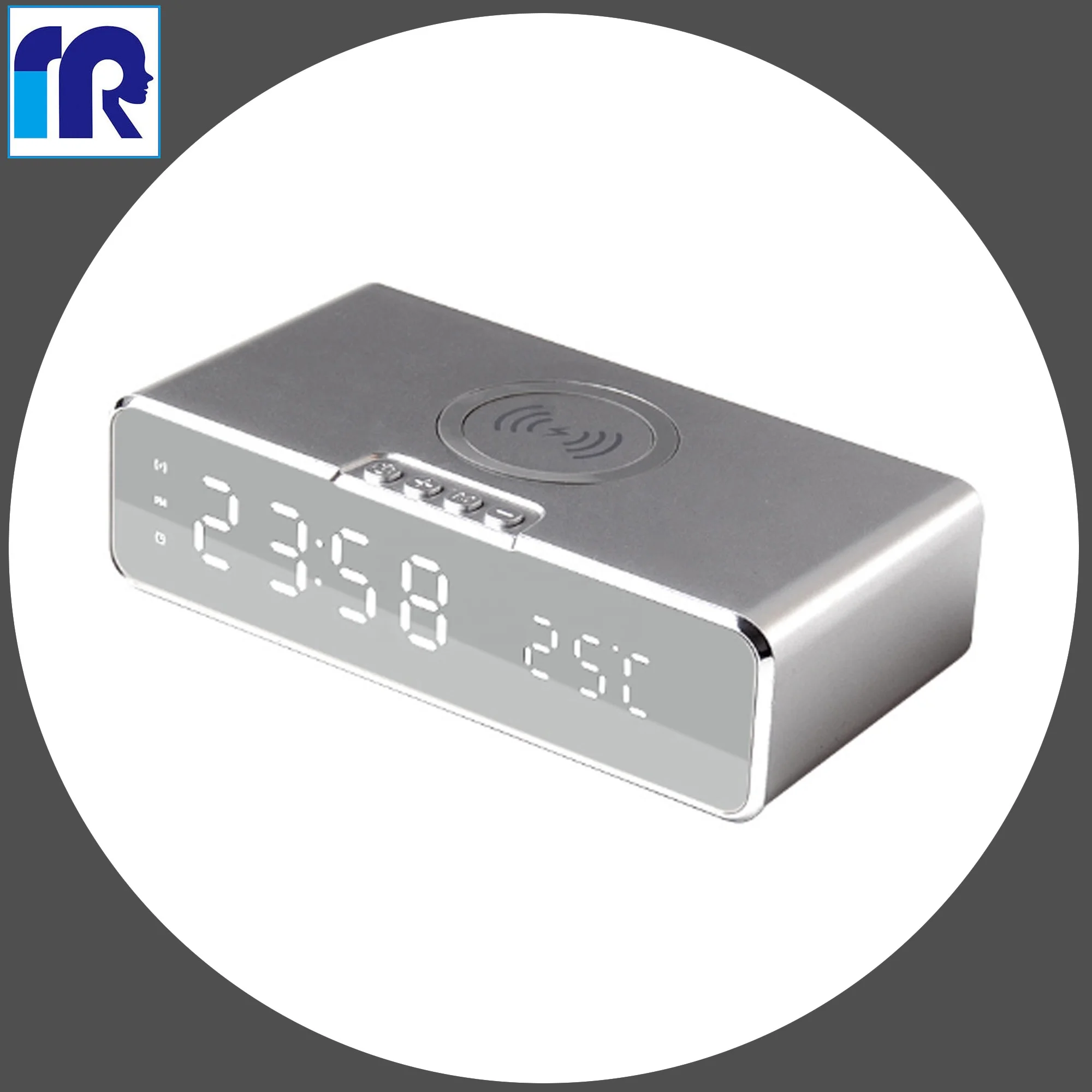 

temperature time Wireless charging alarm clock Home office type, Table Clock with Qi-Charging