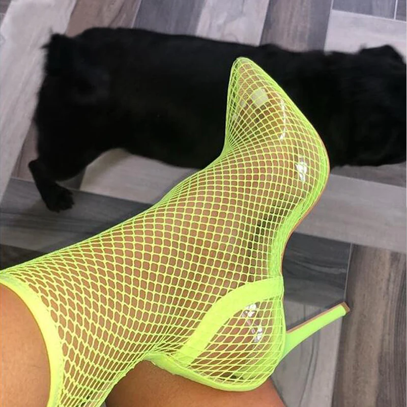 

Women's pointed toe mesh sandals sexy summer Women shoes breathable and cool spring OL party high heel ankle boots size 35-42