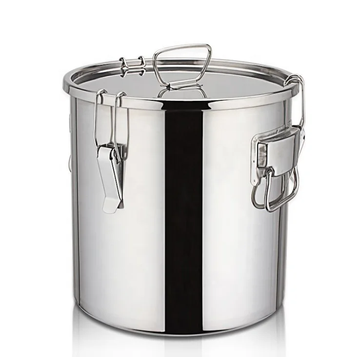 

Hotel Stainless steel 304 stock pot +SS304 lid with lock Stainless steel sealed oil drum wine drum