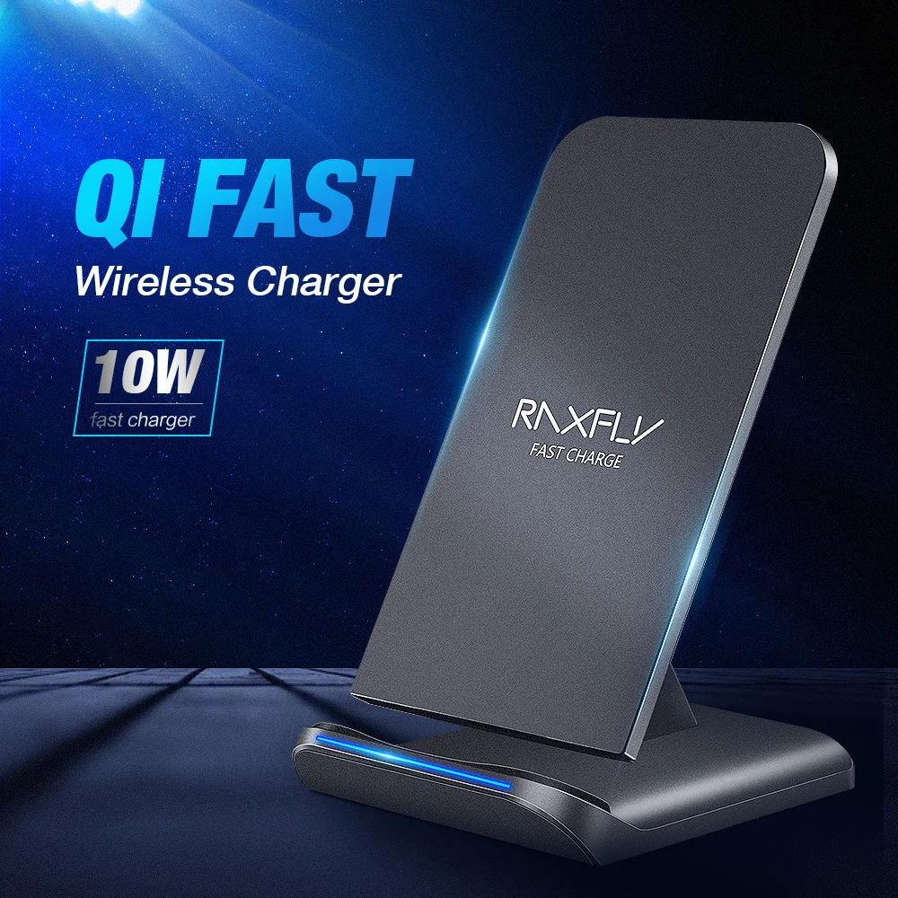 

Free Shipping 1 Sample OK RAXFLY 10W Fast Charger Phone Holder Stand Qi Wireless Phone Charger