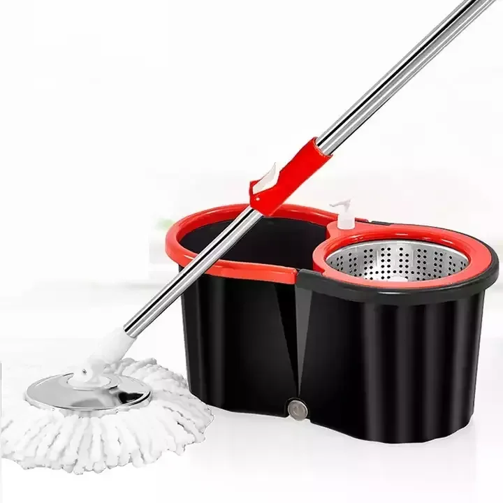 

Home Kitchen Floor Cleaning Magic Spin 360 Microfiber Mop Stainless Twisted Pole Bucket With Wringer Mop Bucket Set