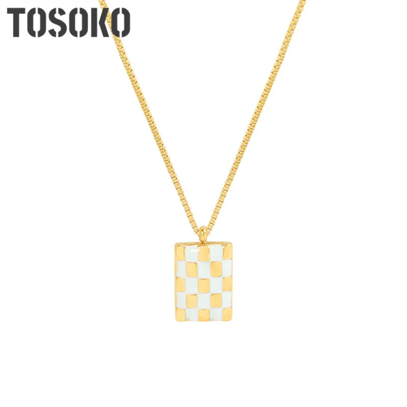 

Stainless Steel Jewelry Chessboard Three-Dimensional Relief Pendant Necklace Women's Fashion Clavicle Chain BSP084